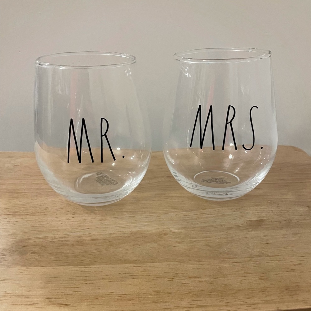 Rae Dunn Mr. and Mrs. Wine Glasses